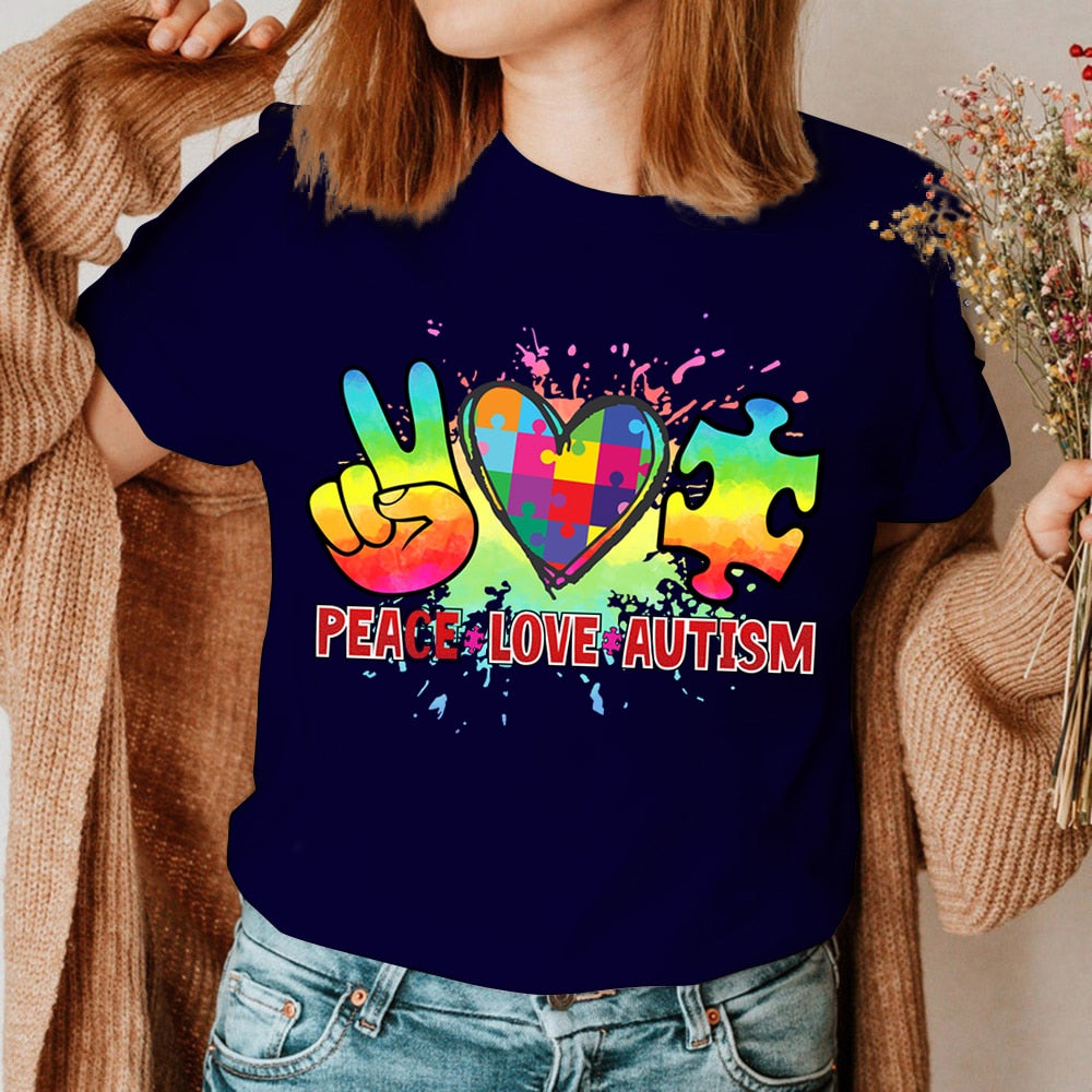 Peace Love Autism advocacy T SHIRT