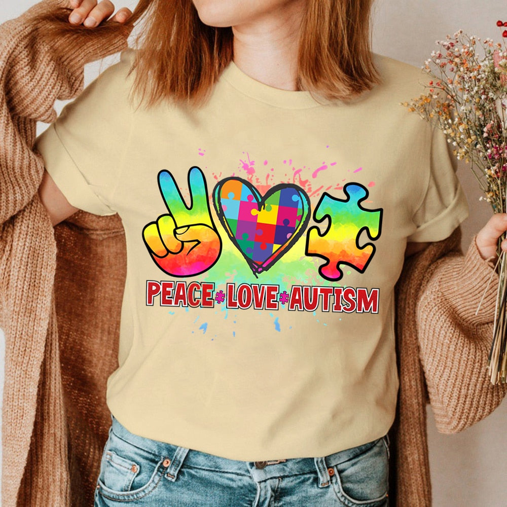 Peace Love Autism advocacy T SHIRT